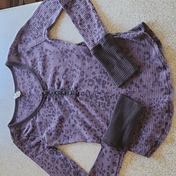 Free People Tops - Free People Long Sleeve Purple Thermal Henley Size M
